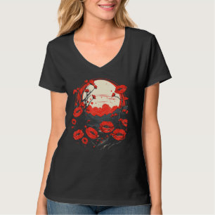 Camiseta Red Poppy Fields Japão Flor Japonês Art Graphic