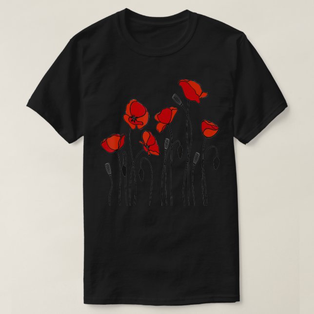 Camiseta Red Poppy flower, Red Botanical Poppies, Poppy  (Frente do Design)