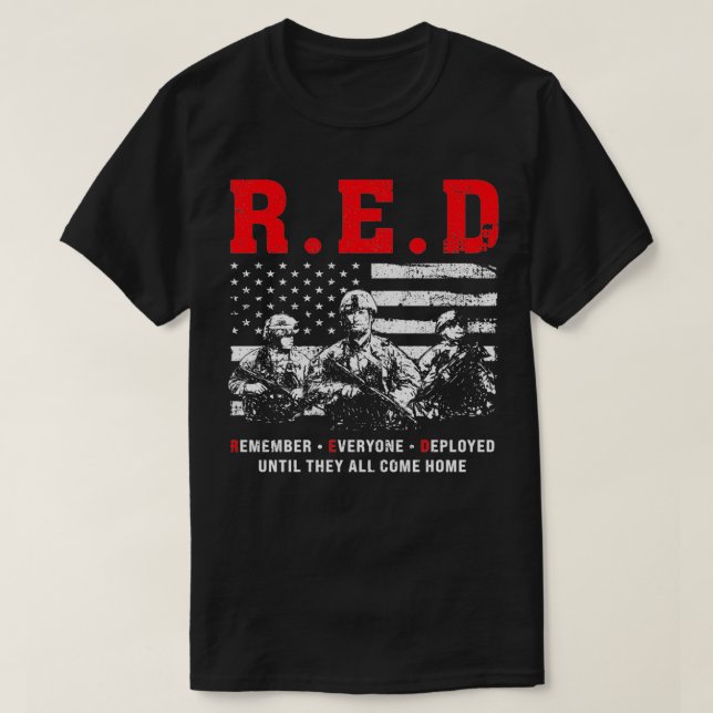 Camiseta RED Remember Everyone Deployed Red Friday American (Frente do Design)