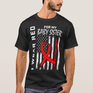 Camiseta Red Ribbon Baby Sister Doença Cardíaca Sensibiliza
