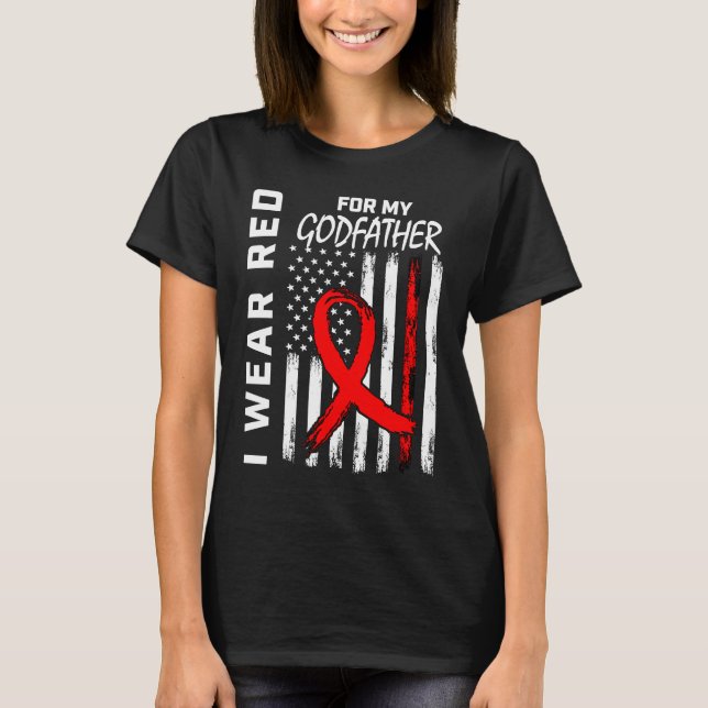 Camiseta Red Ribbon Godfather Heart Disease Awareness Ameri (Frente)