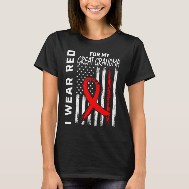 Camiseta Red Ribbon Great Grandma Heart Disease Awareness U (Frente)