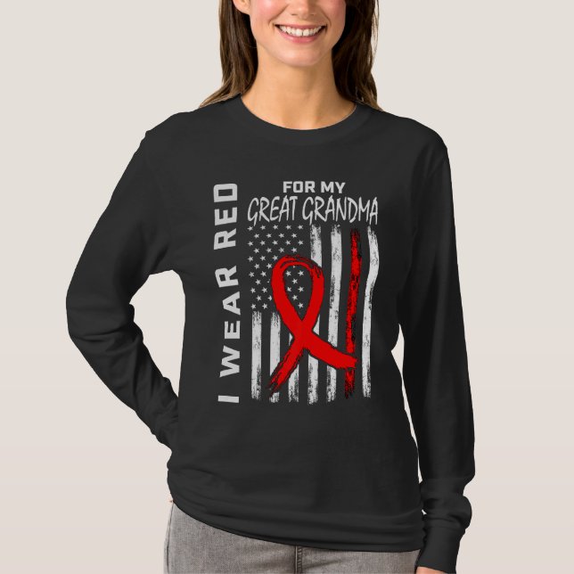 Camiseta Red Ribbon Great Grandma Heart Disease Awareness U (Frente)
