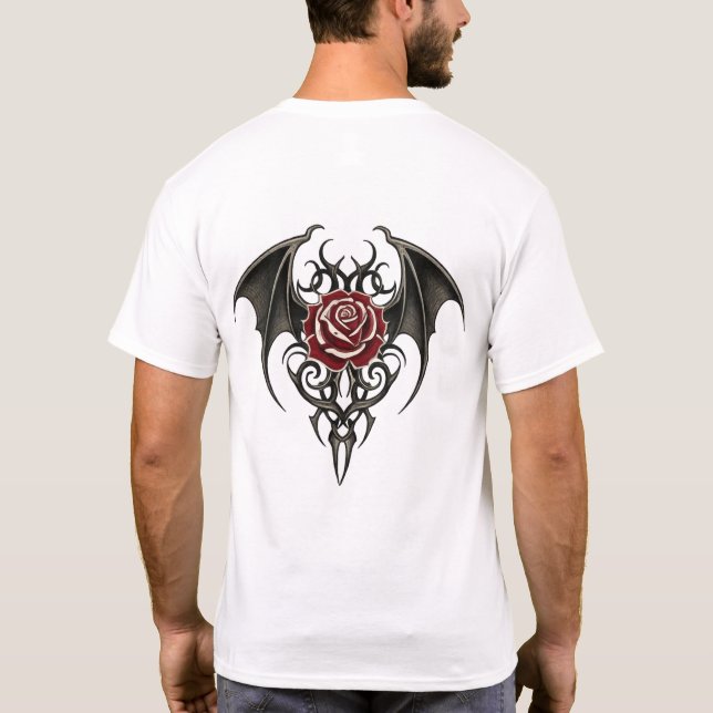 Camiseta Red Rose with Tribal Wings (Verso)