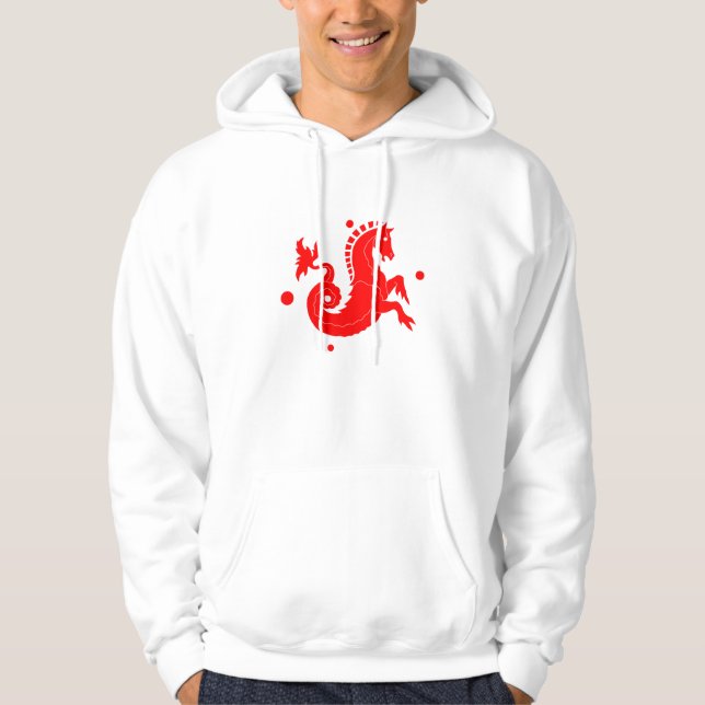 Camiseta "Red Seahorse", com capuz branco de Dimon (Frente)