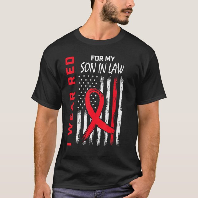 Camiseta Red Son In Law Heart Disease Awareness Flag Matchi (Frente)