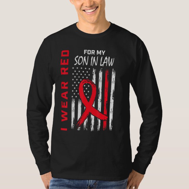 Camiseta Red Son In Law Heart Disease Awareness Flag Matchi (Frente)