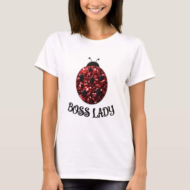 Camiseta Red sparkly Ladybug BOSS LADY Personalize (Frente)
