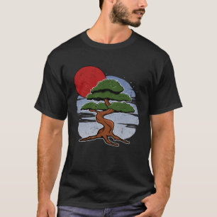 Camiseta Red Sun Bonsai Japonês Plantador de Plantação
