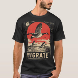 Camiseta Red Sun Migrating Geese | Retrato de Formação de A