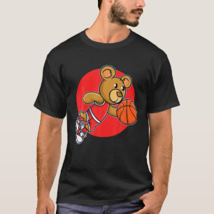 Camiseta Red Teddy Bear Jogando Basquete Homens