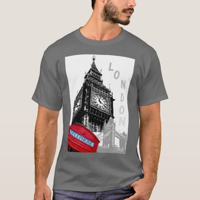 Camiseta Red Telephone Box London Big Ben Clock Torre (Frente)
