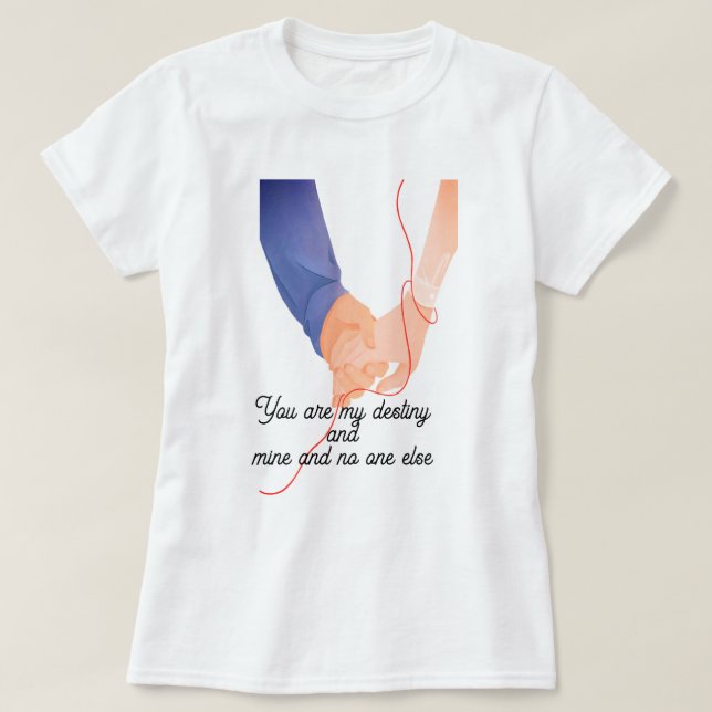 Camiseta Red Thread of Fate - Soulmate Hand-Holding Love Ar (Frente do Design)