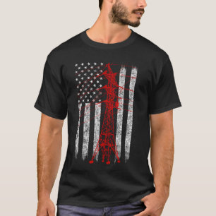 Camiseta Red Transmission Tower American Flag Lineman Eleit