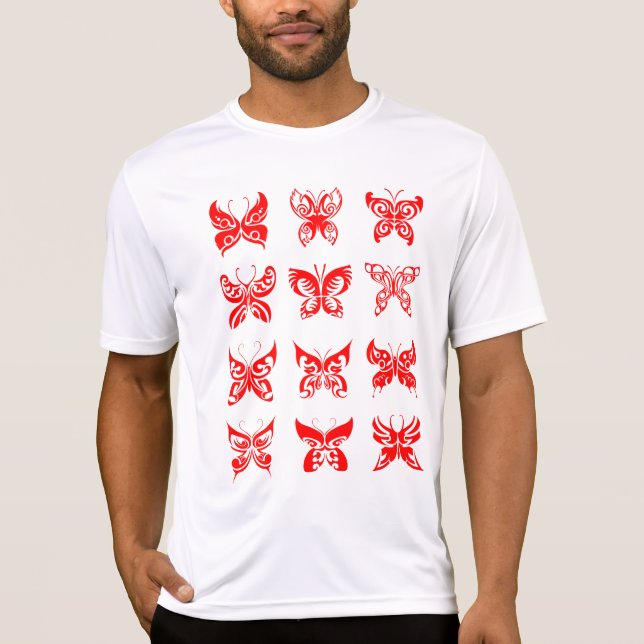 Camiseta Red Tribal Butterfly Ornamental (Frente)