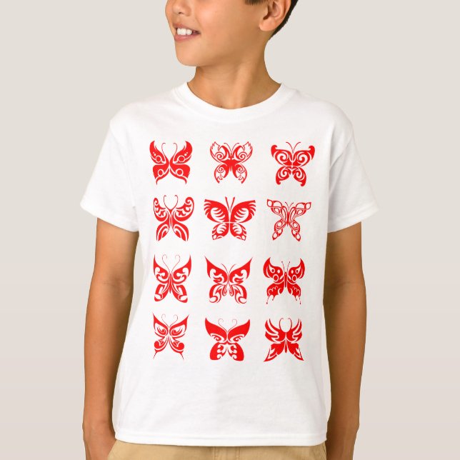 Camiseta Red Tribal Butterfly Ornamental (Frente)