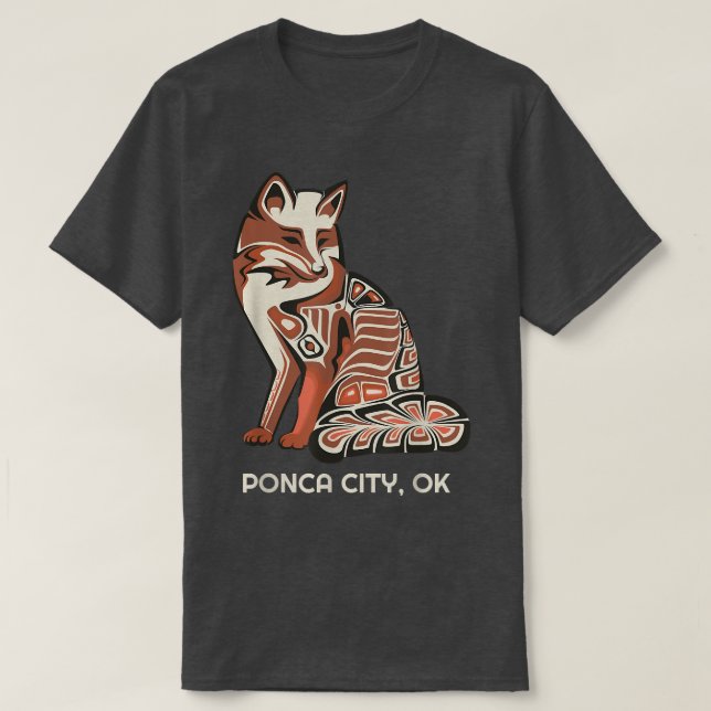 Camiseta Red Tribal Da Cidade De Ponca OK Artwor Nativo Ame (Frente do Design)
