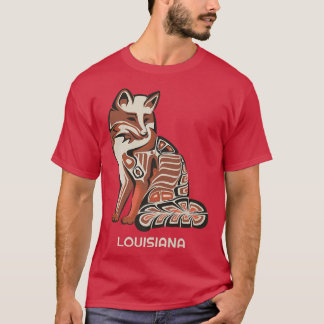Camiseta Red Tribal Fo Louisiana Trabalho de arte Nativo Am