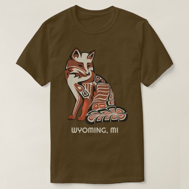 Camiseta Red Tribal Fo Wyoming Native American Artwork Styl (Frente do Design)