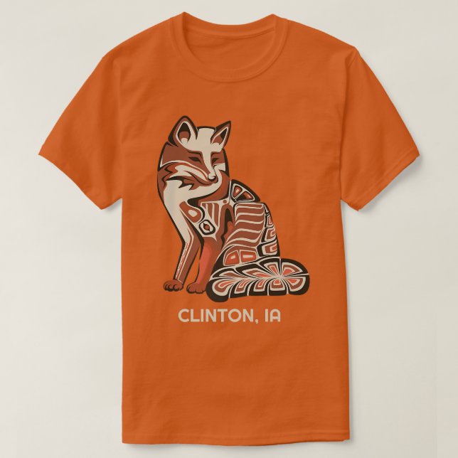 Camiseta Red Tribal Fox Clinton Native American ArtworkT-Sh (Frente do Design)