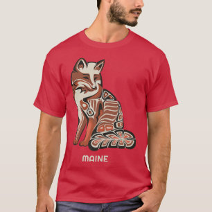 Camiseta Red Tribal Fox Maine Native American Trabalho de a