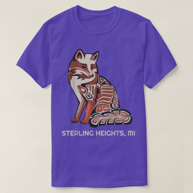 Camiseta Red Tribal Fox Sterling Heights Native American Ar (Frente do Design)