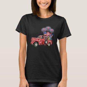 Camiseta Red Truck 4 De Julho American Flag Firework Usa T