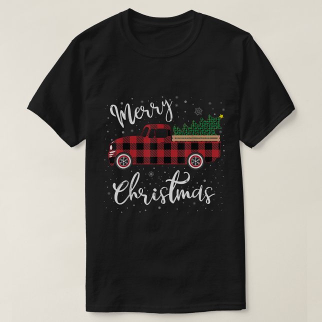 Camiseta Red Truck Buffalo Xadrez Feliz Natal (Frente do Design)