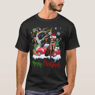 Camiseta Red Truck Feliz Árvore de Natal Labrador