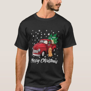 Camiseta Red Truck Feliz Árvore de Natal Ouro Retriever Ch