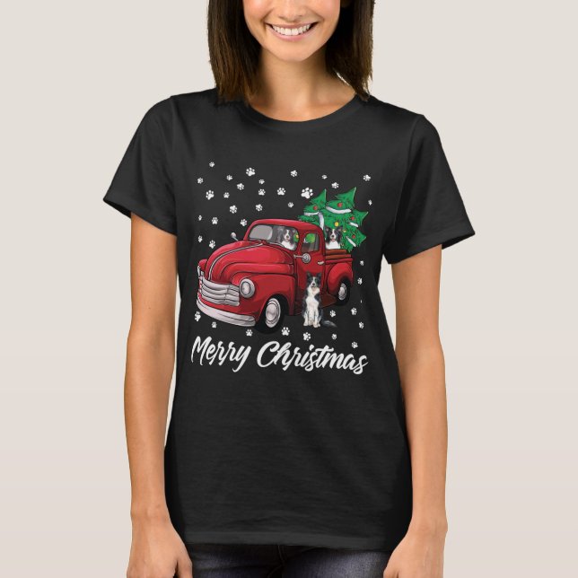 Camiseta Red Truck Feliz Fronteira de Árvore de Natal Colli (Frente)