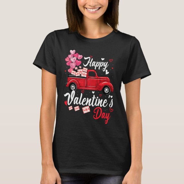 Camiseta Red Truck Happy Valentines Day  Couple Matching (Frente)