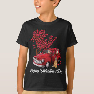 Camiseta Red Truck Happy Valentines Day German shepherd cão