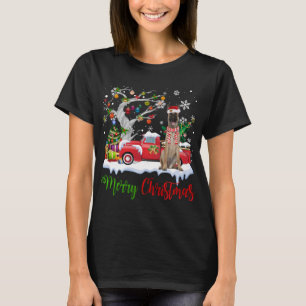 Camiseta Red Truck Merry Christmas Tree Belga Shepherd Pa