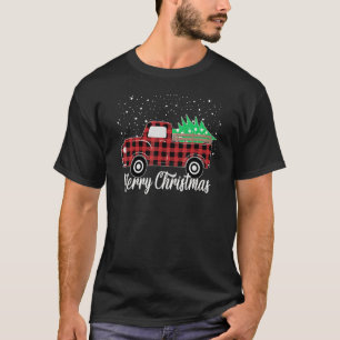 Camiseta Red Truck With Christmas Tree Women Buffalo Plaid