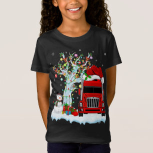 Camiseta Red Truck Xmas Tree Lighting Santa Hat Red Truck C