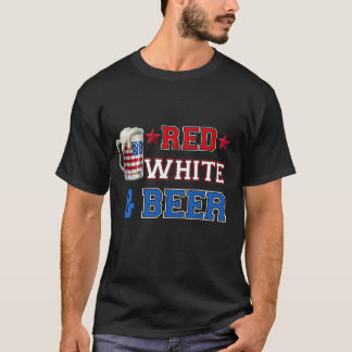 Camiseta Red White and Beer - USA 4 de julho Bebendo Gift