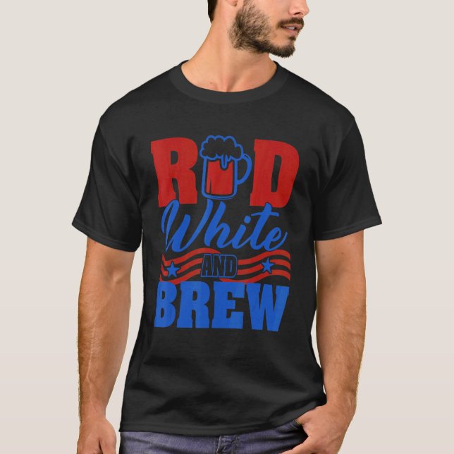 Camiseta Red White And Brew Beer Graphic 4th Of July (Frente)