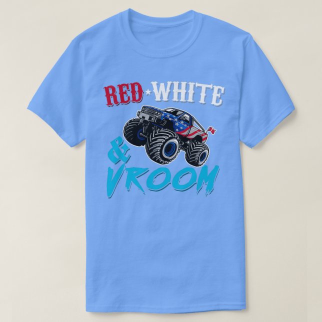 Camiseta Red White And Vroom Monster Truck American Flag Cl (Frente do Design)