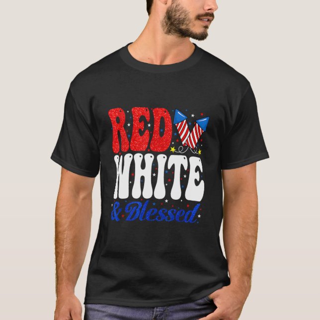 Camiseta Red White Blessed 4Th Of July Patriotic (Frente)