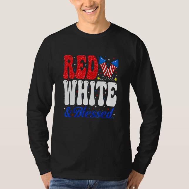 Camiseta Red White Blessed Funny 4th Of July Patriotic Boys (Frente)
