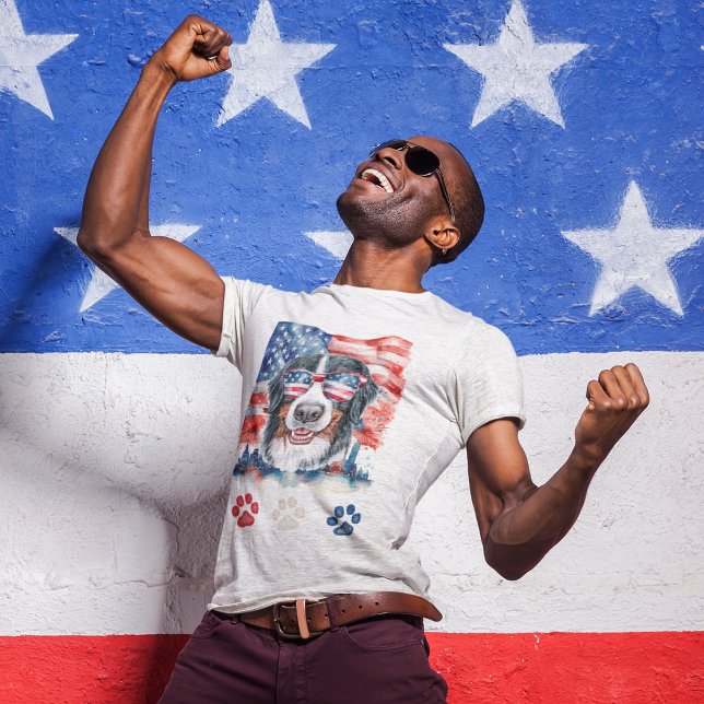 Camiseta Red White Blue Bernese Mountain Dog 4 de julho (Criador carregado)