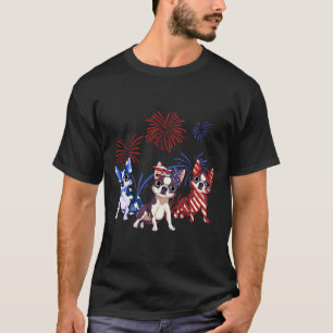 Camiseta Red White Blue Boston Terrier Usa Bandeira 4 de ju