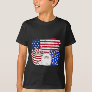 Camiseta Red White Blue Cats Usa Flag Firework 4 De Julho