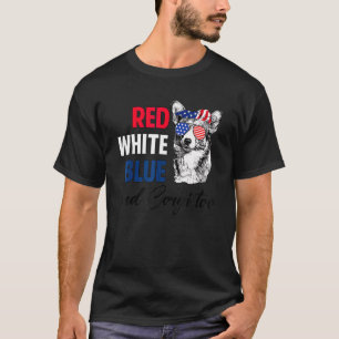 Camiseta Red White Blue & Corgi Demasiado Americano Bandeir