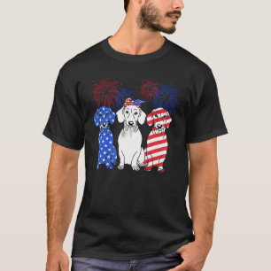 Camiseta Red White Blue Dachshund Dog Usa Flag Firework 4º