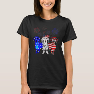 Camiseta Red White Blue Dachshund Usa Flag Fireworks 4th Of