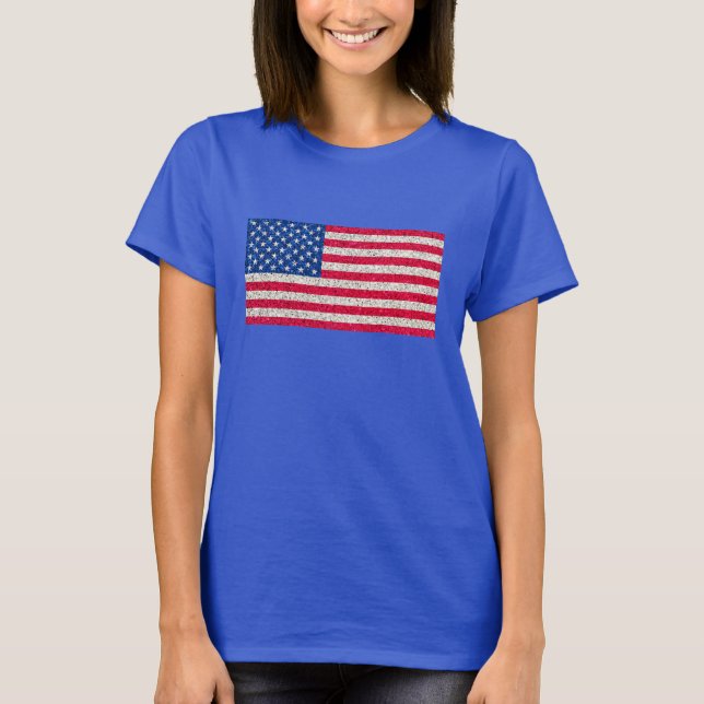 Camiseta Red White Blue Glitter Patriotic American Flag (Frente)