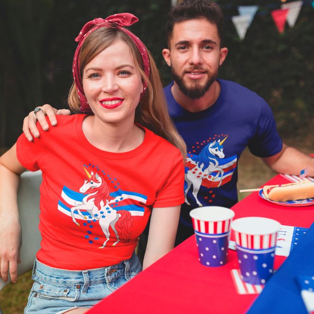 Camiseta Red White Blue Mane American Unicorn (Criador carregado)