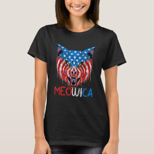 Camiseta Red White Blue Patriótico Cat 4 de julho Meowica A